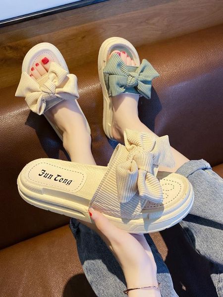 

female shoes slippers flat butterfly-knot luxury slides platform med shose women 2020 designer soft summer rubber basic pu, Black