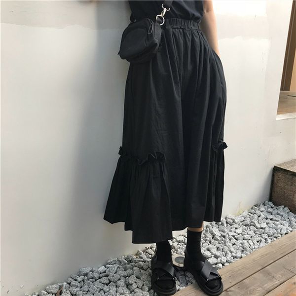 

womens skirt vintage clothes long skirts black harajuku summer high waist streetwear 2020 fashion flowy spring elastic chiffon