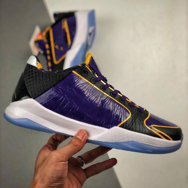 

new mens zk5 kb5 bryants 5s bruce lee protro basketball shoes lakers purple gold 2k20 chaos zoom zk 5 v sneakers tennis with box cd4991-700