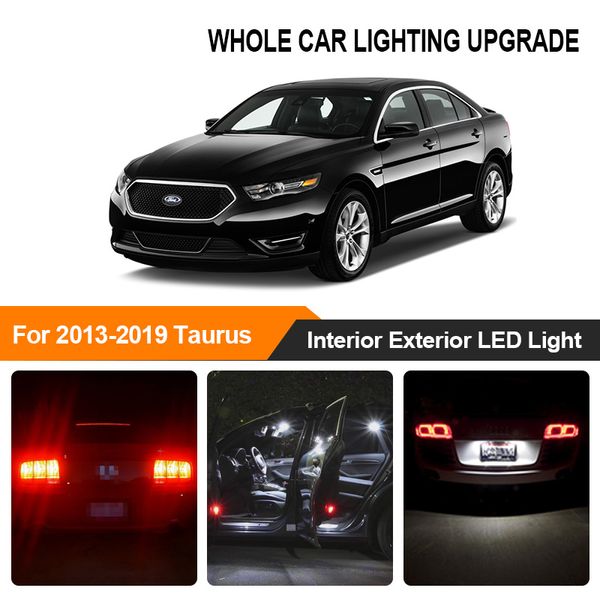 White Red Car Bulbs Exterior Interior Led Light For 2013 2014 2015 2016 2019 Taurus Reverse Brake Parking Turn Signal Lamp Rechargeable Led Emergency