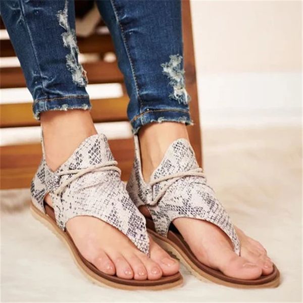 

2020 women summer sandals leopard print shoes woman plus size flat women sandals summer beach shoes gladiator comfy, Black