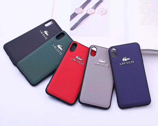 

designer phone case for iphone xs max xr x/xs 7p/8p 7/8 6/6s 6p/6sp brand case with l@c0ste letter and luxury crocodile case five colors