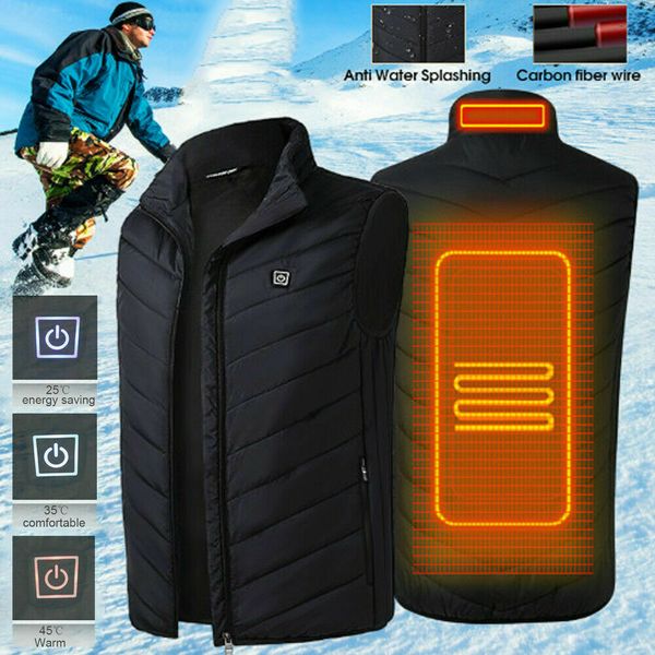 

electric heated vest men women heating waistcoat thermal warm clothing usb heat pad outdoor vest winter heated jacket, Black;white