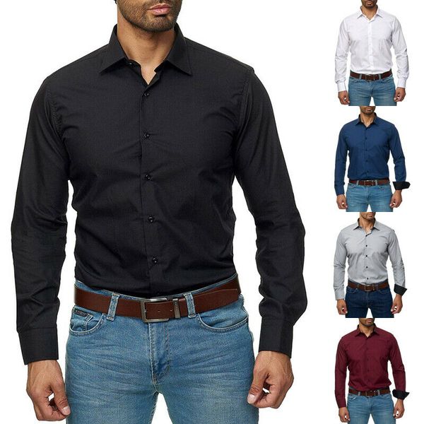 

2020 new fashion office blouse shirt mens luxury casual stylish slim fit long sleeve casual blouse shirts plus size s-3xl, White;black