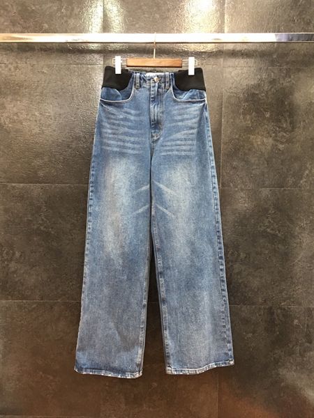 

the new autumn and winter 2019 women's wild street elastic waist jeans 1220, Blue