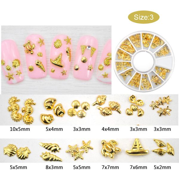 

nail art decoration wheel metal beads mixed shape diy manicure tools oa66, Silver;gold