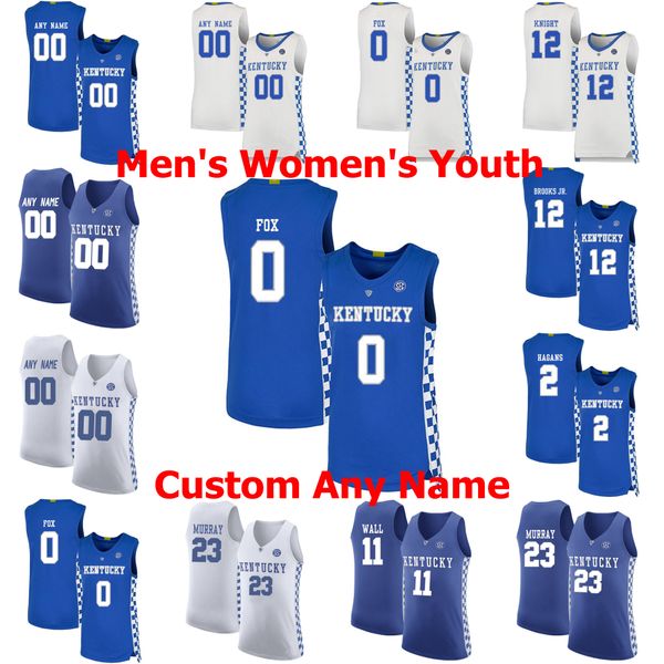 

kentucky wildcats college basketball jerseys 3 tyrese maxey jersey jamal 23 murray aaron 0 fox 10 johnny juzang 12 towns stitched customized, Black