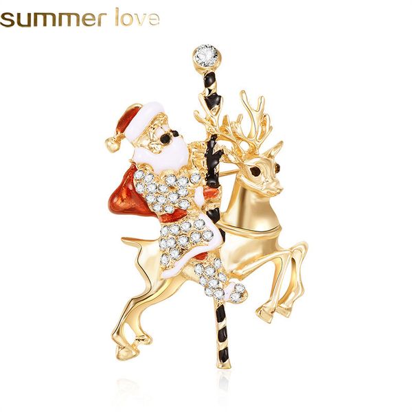 

enameled and rhinestones christmas brooches collections santa claus brooch pins for women men clothes jewelry accessory, Gray