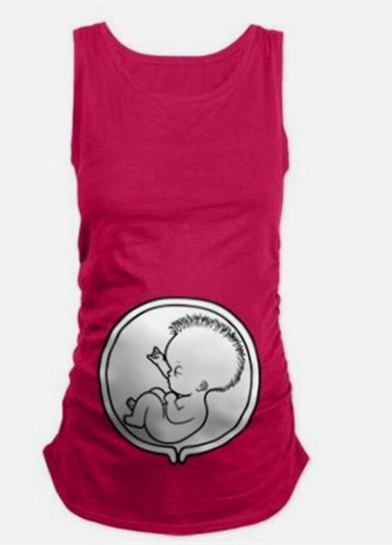 

funny plus size maternity clothing solid color with print vest shirt for pregnant woman cute cartoon printed sleeveless shirts