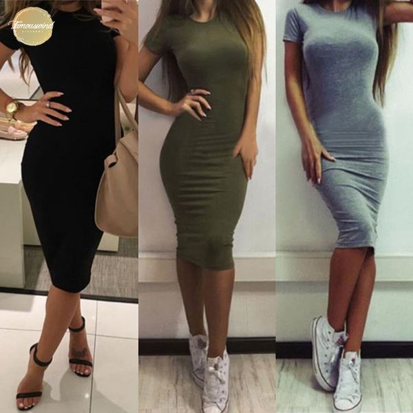 

1pcs womens dress vestido short sleeve slim dress tunic crew neck casual pencil clothes dress new arrival designer, Black;gray