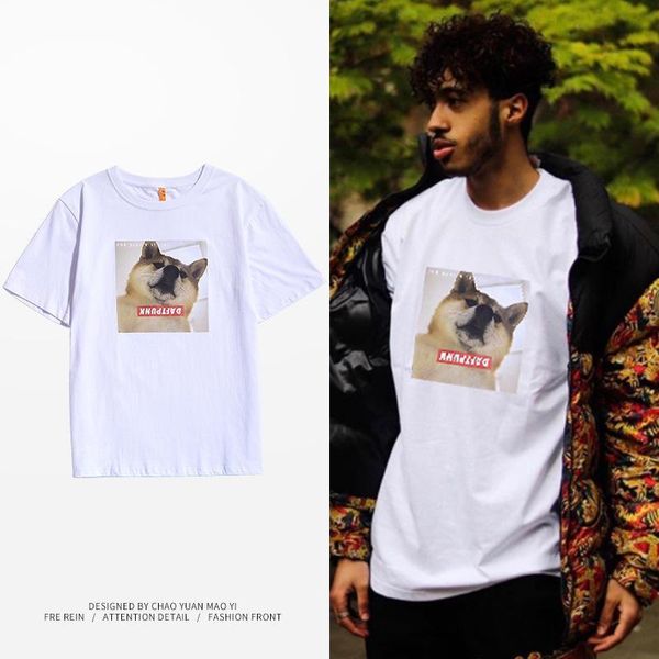 

chaobai summer 2019 new short-sleeved t-shirt for men and women retro korean uzzang hip-hop half-sleeve t-shirt for harajuku style, White;black