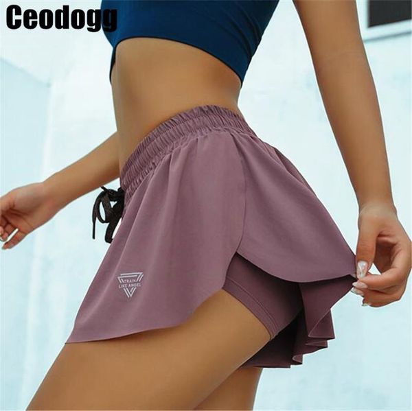 

summer running shorts women 2 in 1 marathon quick dry shorts gym loose sport breathable yoga, White;red