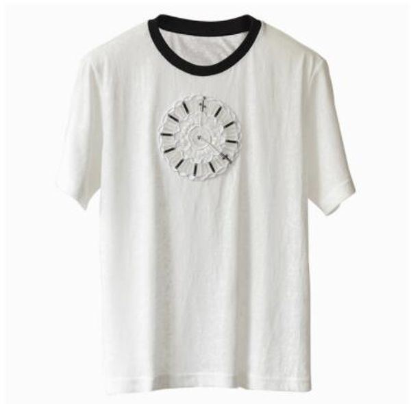 

2020 лето 100% хлопок белый с коротким рукавом футболки женская мода блестки часы шаблон случайные тонкие топы тройники женский, White