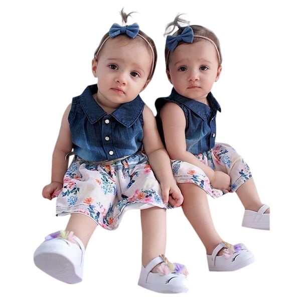 

girls dress vestidos denim flower tulle summer ruffles princess kids dresses for party wedding girl baby clothes toddler 19jan28, Red;yellow