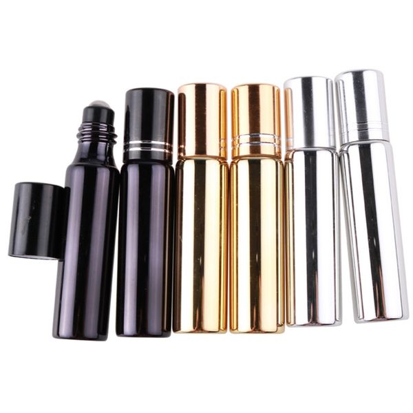 

new 10ml 1/3 oz attar bottle roll on ball bottle high-grade uv glass metallic feel 3 colors 2 styles
