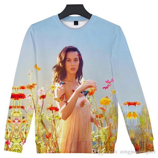 

katy perry mens autumn designer couple fleece hoodies 3d print crew neck long sleeve homme clothing concert casual apparel, Black