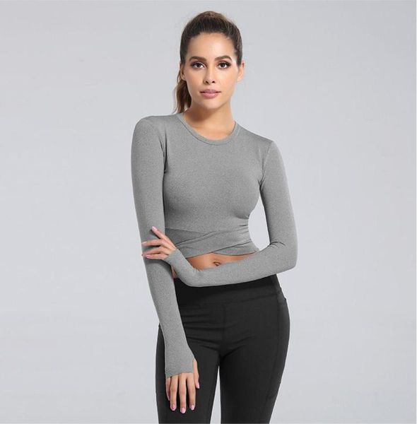 

women sports yoga crop for fitness long sleeves female t-shirt gym sportswear stretch ladies shirt workout cropped feminino, White;red