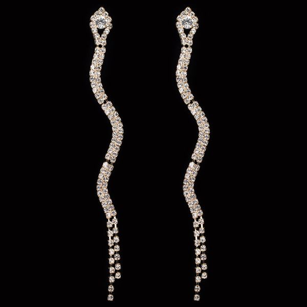 

feathers exceed flash zircon eardrop long fund tassels ear nail snakelike temperament earrings, Golden