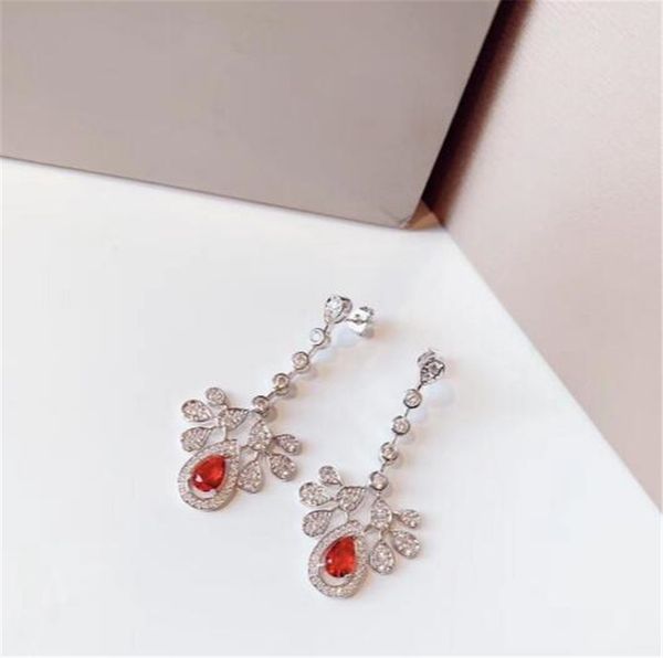 

designer new brand jewelry earrings love crystal butterfly ruby drop tassel earrings women jewelry women party gift, Golden