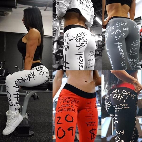 

fashion designer womens skinny legging pants sports letter print capris high waist active trousers skinny ladies fashion pants, Black;white