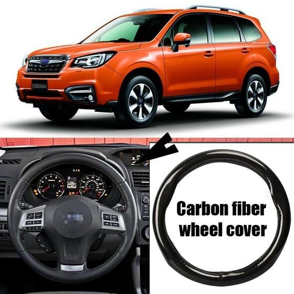 

car-styling 38cm black carbon fiber pvc leather car steering wheel cover for subaru forester