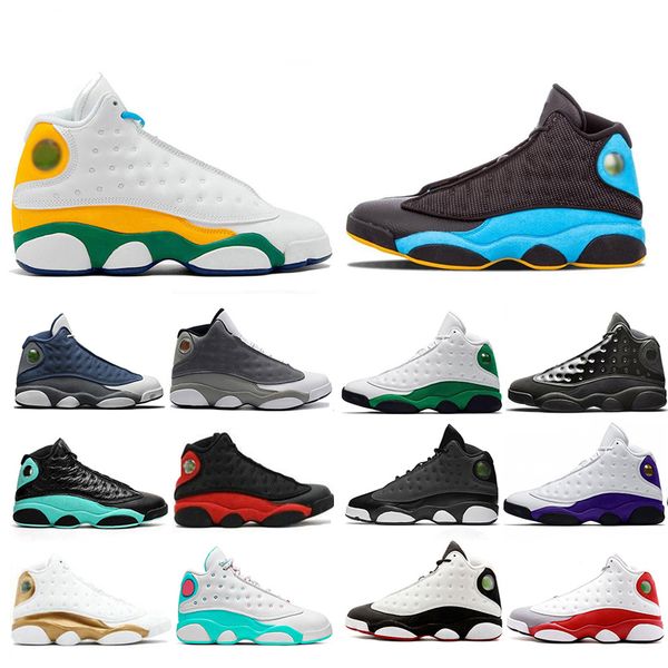 

fashion 13s playground bred men basketball shoes lucky green grey reflective altitude black cat atmosphere grey sport sneakers us 7-13