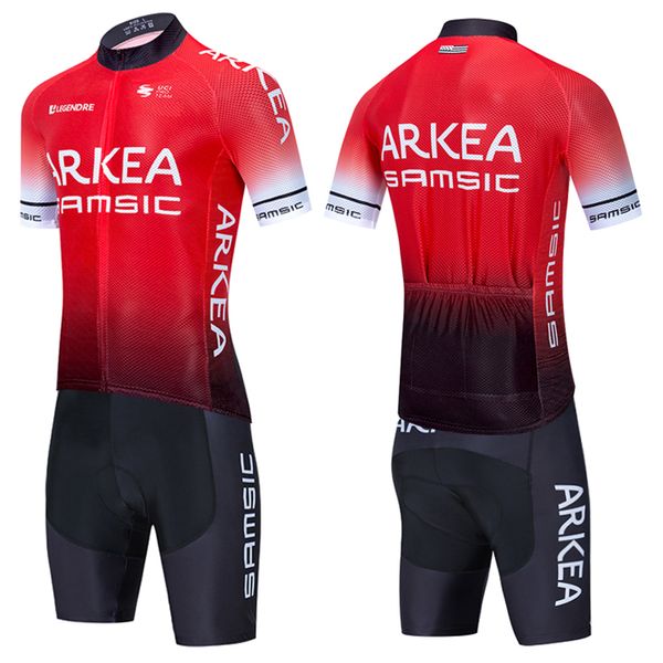 

tour de france 2020 pro team arkea cycling jersey set men/women summer breathable short sleeve cycling clothing 9d padded bib shorts kit, Black;red
