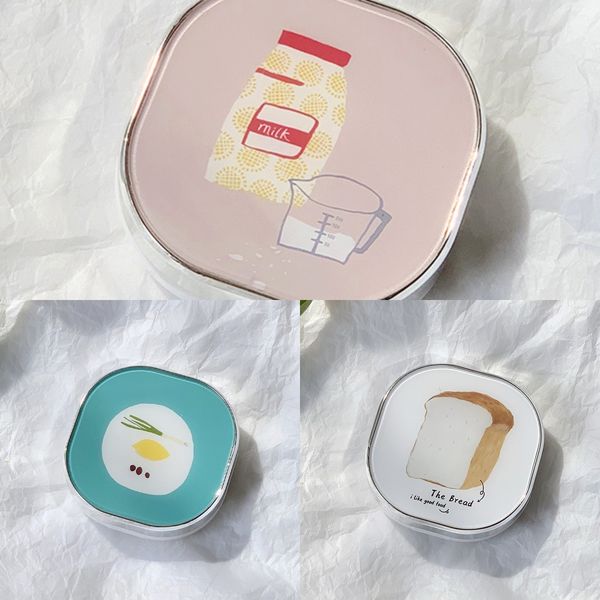 

mei tong nordic ins cold wind food pattern invisible companion nursing glasses glasses box nursing box electroplating silver, Blue