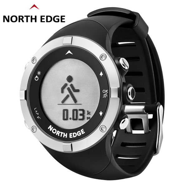 

gps watch digital hour heart rate men digital wristwatch smart waterproof calorie running jogging triathlon hiking north edge, Slivery;brown