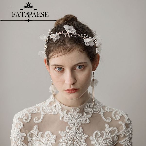 

luxury wedding hair accessories tiara hairband with earrings pearl bride headpiece women party jewelry hair accessories, Golden;white