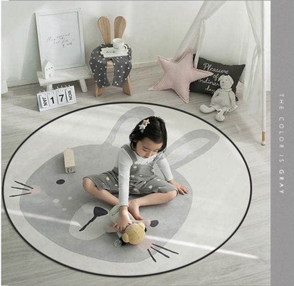 

cartoon lovely round carpet children's room bedroom bedside thickened carpet wind children climbing pad can be washed