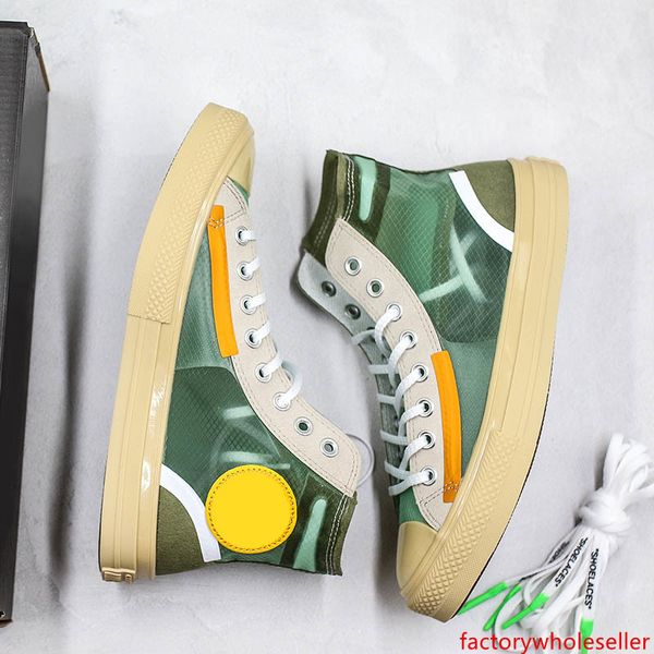 

off green x conver chucky taylor star 10s skateboarding shoes mesh visible mens women high casual shoes size 36-44