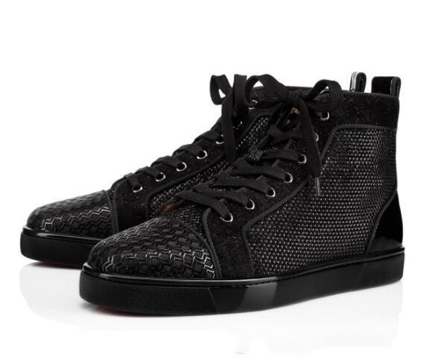 

мужчины ретро кроссовки red bottom high cut шипастое sneaker rhinestone strass pik pik заклепки классический studes открытый тренеры щепка ш, Black