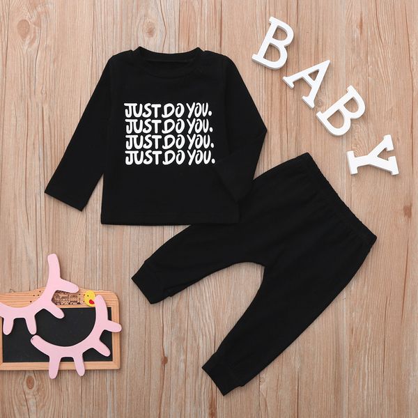 

spring autumn baby boy clothes set children clothing sets kids clothes baby boys letter t-shirts+pants 2pcs cotton tracksuit, White