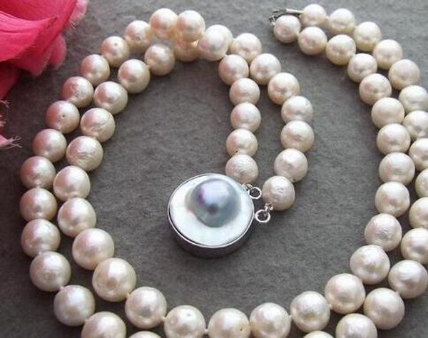 

beautiful beautiful 17 "11mm grain-nucleated pearl necklace necklace-mabe closure, Silver