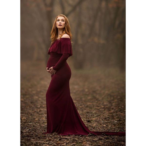 

trailing pregnancy dress pgraphy shoulderless maternity dresses for p shoot vestidos robe grossesse shooting p dress, White