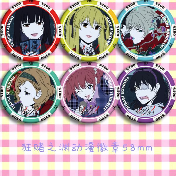 

58mm anime badges kakegurui yumeko jabami cool brooch badges acrylic icons, Gray