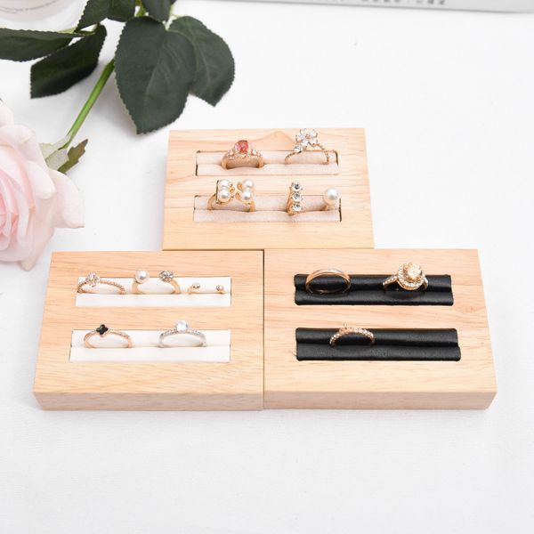 

[ddisplay]solid wood rings jewelry tray earring studs jewelry display bracelet storage collection window display, Black