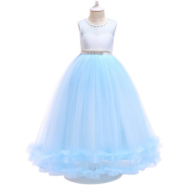 

new bowknot flower girls clothes christmas children's cosplay costume party princess dress elegant tulle lace wedding clothing, Red;yellow