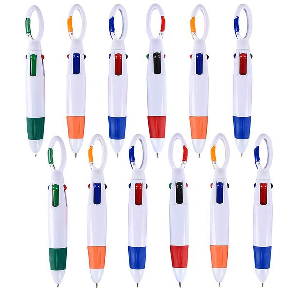 

shuttle pens retractable - pack of 12, four neon color pens in one,with carabiner keychain on great for school projects and, Blue;orange
