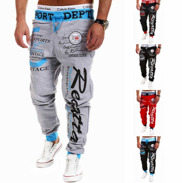 

men pants hip hop harem joggers pants new male trousers letter print spring trendy style trousers 5 colors 2020 summer new, Black