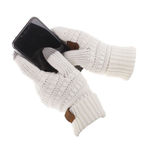 

dhl cc touch screen gloves 8 colors winter knitted warm full finger mittens party supplies, White