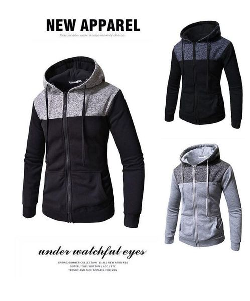 

толстовка кардиган с длинным рукавом контрастный цвет мужские толстовки с капюшоном новые мужские повседневные толстовки плюс размер мужские, Black