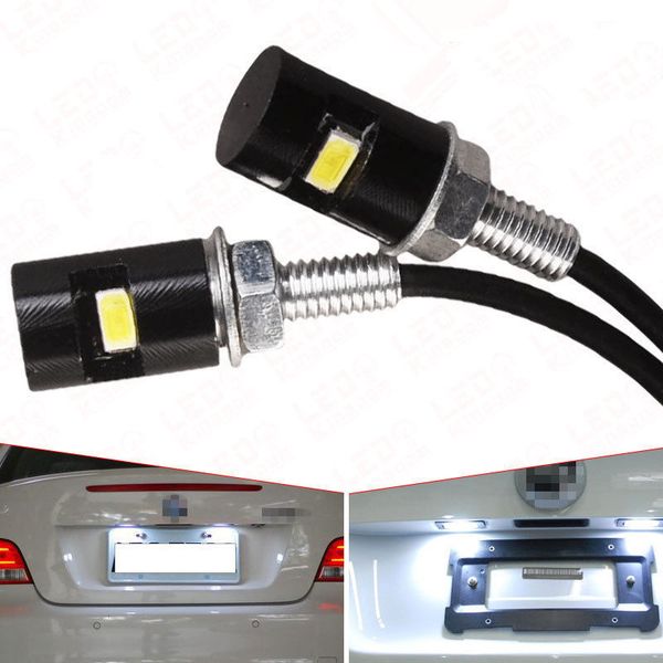 

2pcs motorcycle led license plate lights smd 5630 car auto front tail number lamps bulbs styling screw bolt white