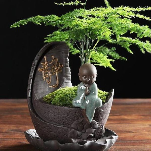 

little monk black purple sand bodhisattva flower pot medium with tray creative personality classical succulents asparagus february 8 finishe