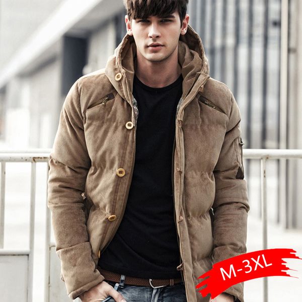 

new men winter parkas coat fashion quality cotton padded windproof thick warm soft brand clothing hooded male parkas, Black