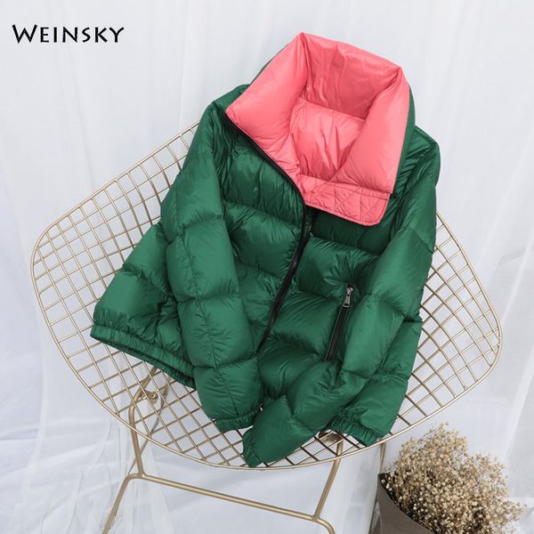 

women thick down jacket white duck down short winter warm coats female outwear, Black