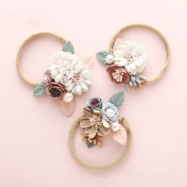 

xiaomeizi мода florals оголовье новорожденного упругие принцессы hairbands ребенок дети pearl fresh style симпатичные деревообрабатывающий п, Slivery;white