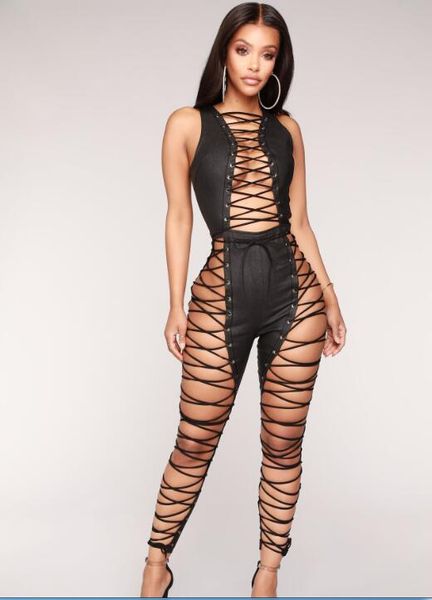 

european and american slim bandage chicken eye zipper jumpsuit nightclub clothing, Black;white