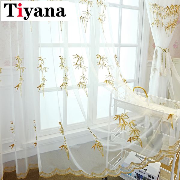 

tiyana bamboo design khaki sheer tulle curtains for kitchen sliding glass door window drapes for balcony garden decor p405x